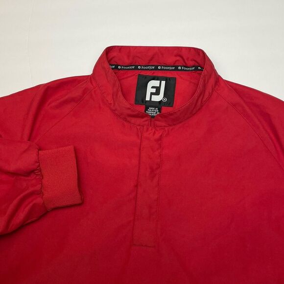 Footjoy Windbreaker Golf Jacket Men's Sz Medium Red Long Sleeve Snap Button - Picture 1 of 8